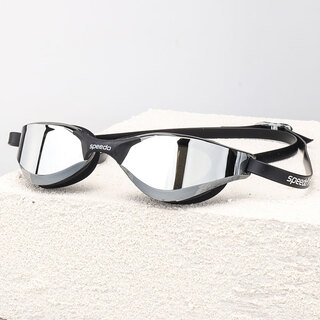 Speedospeedo mid-frame racing swimming goggles hd coated anti-fog professional competition training men's and women's adult swimming goggles black silver-plated