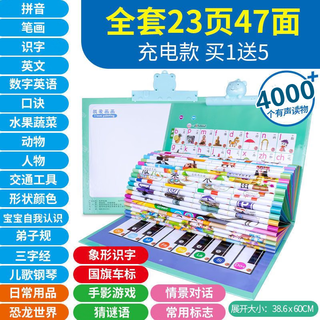 智慧鱼（ZHIHUIYU）加大款幼儿童早教启蒙认知点读发声书宝宝中英文画本学习机 加大本47面有声画本--充电版