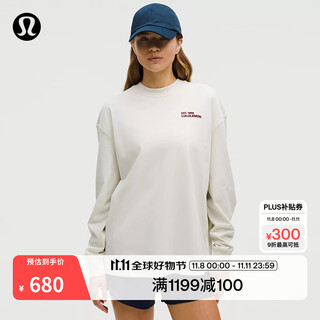 Lululemon丨heavyweight women's high weight cotton round neck long sleeve t-shirt lw3ia9s bone white m