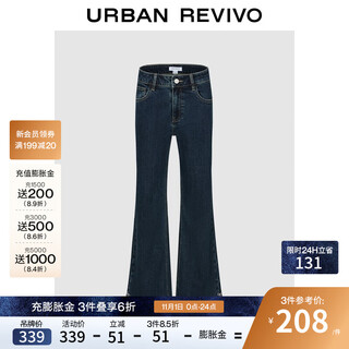 Ur2025 winter new women's retro casual bow decorated flared denim pants uyl850213 sky blue 25