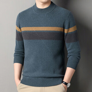 Deer king optim high-end cashmere sweater men's sweater 2025 winter thickened warm middle-aged bottoming sweater 100 pure cashmere sweater light gray blue m 165 recommended weight 100-120jin jin equals 0.5 kg