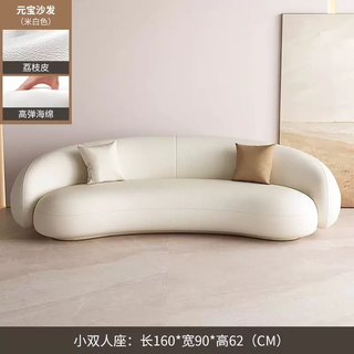 Yusenyi nordic living room small apartment technology cloth beauty salon wedding shop rest area cashew semi-circular arc lamb small double sofa super stain-resistant cat claw leather 2 free pillows