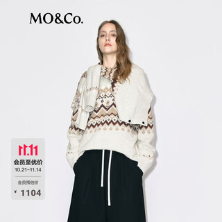 Mo&co. fair isle sweater 2025 winter new product contains wool alpaca round neck loose shoulder wandering style mbe4swtt12 light floral camel s /160