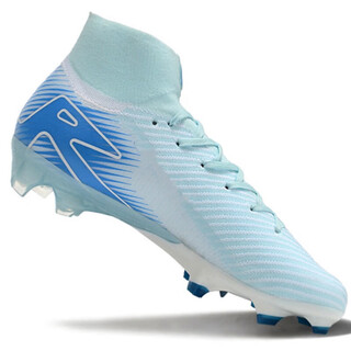 Pg mercurial 16th generation high-top air cushion waterproof knitted fg football shoes long spike student competition training sports lake blue 41