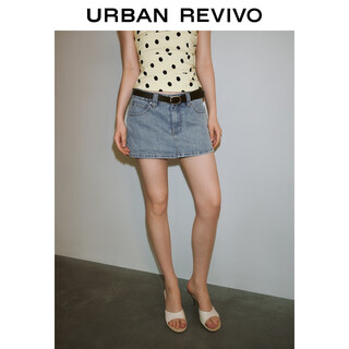 Ur2025 summer new women's fashion retro casual belt decorated culottes denim shorts uwg850131 blue 25