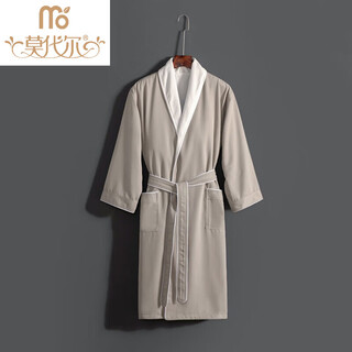 Modal hilton five-star hotel bathrobe for men and women, long couple's nightgown, more absorbent, faster-drying and thicker than pure cotton, double layer, business gray m, recommended weight within 140