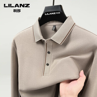 Lilan polo shirt men's long-sleeved autumn and winter thickened 2025 new high-end business casual solid color t-shirt men's t-shirt 1598-green m (recommended 90-120jin jin equals 0.5 kg)