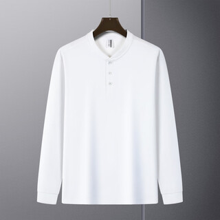 Shaotang henry collar 240g solona long-sleeved t-shirt solid color men's spring and autumn new 7a light luxury bottoming shirt white s