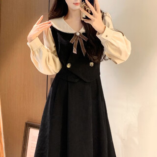Xiang ge's 18-year-old adult ceremony dress for girls, light luxury, high-end autumn and winter 18-year-old girl, high school student graduation holiday two-piece skirt, black m