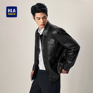 Hla heilan home jacket men's 25 concave-convex printed pu leather solid color commuting jacket men's winter