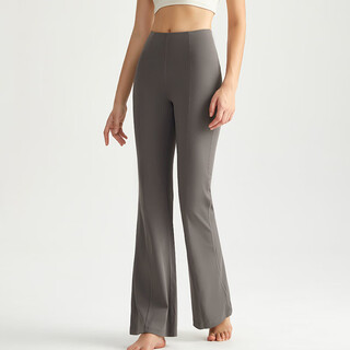 Lululmcctn high waist hip lifting yoga flare pants women's slim fit fitness pants naked feeling pilates training fitness pants qingyan gray l