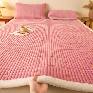 Cartelo crocodile (cartelo) class a baby velvet embroidered quilted mattress cushion home bedroom mattress plus velvet thickened cushion 2025 new style xiongxiong-bean paste powder 150*200cm single mattress + pillowcase pair