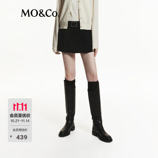 Mo&co. culottes shorts sheep wool worsted simple pleated low-waist casual pants moanke black m 165