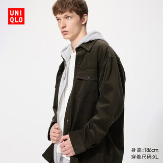 Uniqlo men's and women's corduroy work shirt long sleeve shirt casual retro 25 autumn and winter new 480295 37 maroon m