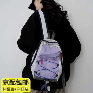 Fan shengyu outdoor backpack contrast color mountaineering bag picnic retro small school bag lightweight travel bag lightweight hiking small backpack gray purple backpack small