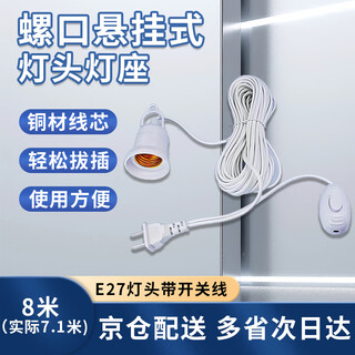 Master lang e27 screw hanging lamp holder with independent switch two plug extension cord suspended lamp holder 8 meters with switch cord