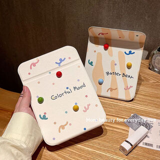 Makeup mirror, portable folding small mirror, special make-up mirror for student dormitory, portable make-up mirror for women, men, portable, home desktop make-up mirror for travel, zebra frosting-small size 7*10.8cm