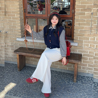 Datouting slightly fat custom korean large size plaid splicing lace shirt for women early autumn fat mm fake two-piece tops blue plaid 2xl