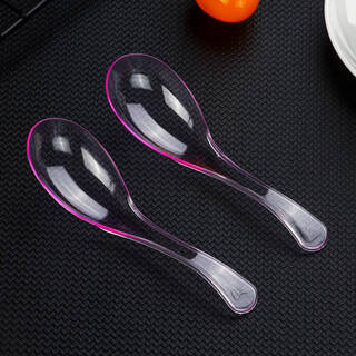 Yong huan disposable spoon individually packaged plastic food wedding commercial spoon delivery package transparent dessert spoon tableware pink (simple packaging) 200 pieces