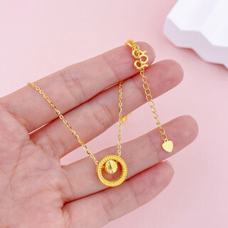 Genuine fengxiang 18k huang gold cat's eye transfer bead necklace london gold 18k clavicle chain as a valentine's day gift for wife cat's eye transfer bead necklace
