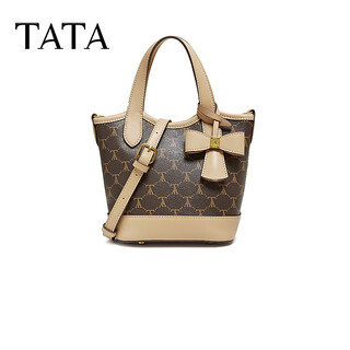 Tata women's bag 2026 spring new fashion versatile woven bucket bag western style small sachet x3537ax6 brown apricot/apricot f