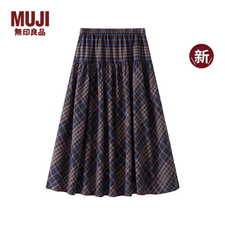Muji women's flannel pleated skirt long skirt women's skirt 25th autumn new arrival be1d1c5a brown plaid m