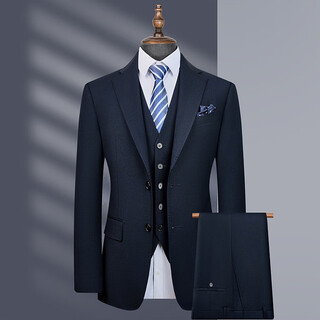 Less is more lilang wool suit suit men's business professional formal small suit korean style slim groomsman groom wedding blue l 175
