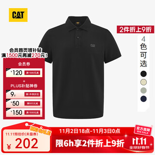 Cat polo shirt men's classic waffle american short-sleeved lapel t-shirt 25 new commuter top black xl