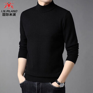International milan high-end brand 100% pure cashmere sweater men's winter high-end wool sweater knitted bottoming sweater half turtleneck sweater for men half turtleneck black counter quality xl recommended 130-155jin jin equals 0.5 kg