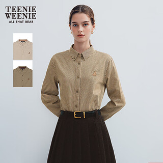Teenie weenie bear women's shirt 2025 winter new simple daily slim striped shirt khaki m
