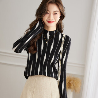 Shexi (srcr) 100% cashmere half turtleneck cashmere sweater women's short soft waxy bottoming sweater spring and autumn knitted sweater