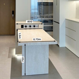 Jianyimao 2024 new model island dining table integrated household retractable travertine slate customized high-end kitchen guide table plus down table 2.3m island dining table + storage + socket