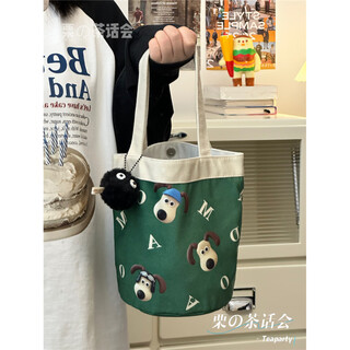 Raspberry pink bear ins mommy bag bucket bag handbag bag women's versatile hand bag student lunch bag with rice bag green_added black briquettes