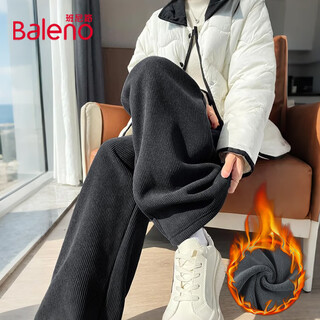 Baleno corduroy straight pants women's 2025 autumn and winter new style velvet thickened warm narrow version high waisted wide leg casual pants