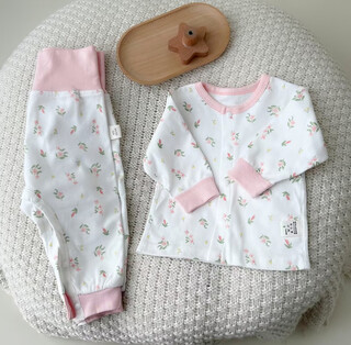 小红书爆款四季婴儿衣服新生儿无骨打底开扣秋衣套装分体二件230 粉红色 cm 52