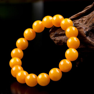Fat donglai quality natural old beeswax bracelets for women, chicken oil topaz amber beads single circle hand beeswax beads 16-17mm 14 pieces