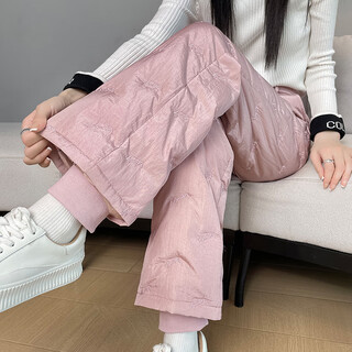 Miqian high-end down pants for women's winter outer wear 2025 new white duck down slimming harbin cold-proof and warm northeast cotton pants pink warm down s 80-95jin jin is equal to 0.5 kg