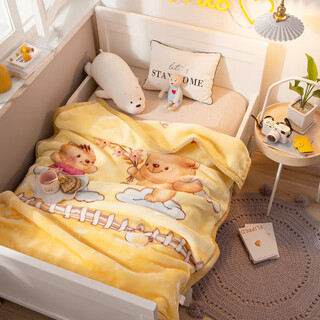 Mercury series home textile children's blanket thickened newborn baby blanket baby kindergarten winter nap small blanket coral velvet blanket quilt love bear 110*140cm double layer thickened about 2.4jin jin equals 0.5kg