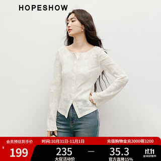 Red sleeve sweet temperament lace shirt 2025 autumn new women's embroidered fungus slit long sleeve round neck premium top off-white 004 s