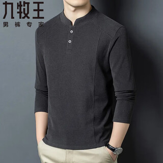 Joeone autumn and winter double-sided german velvet bottoming shirt men's henry collar trendy versatile long-sleeved t-shirt stand-up collar sweatshirt for men gray d509 l recommended 115-130 jin jin equals 0.5 kg