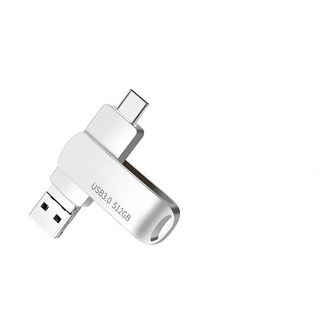 手机安卓电脑通用优盘高速3.0三合一大容量1T金属定制u盘 银色 三合一接口512G