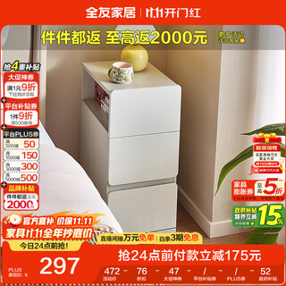 全友家居 现代简约床头柜卧室收纳储物置物柜沙发边柜小柜子600736KD