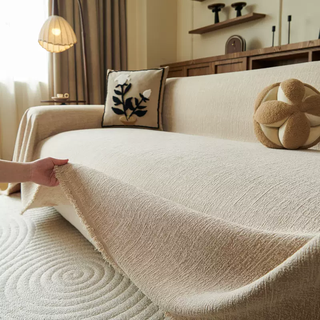 Fantasy chenille sofa cover cloth all-inclusive 2025 new japanese style wabi-sabi style sofa towel blanket four-season universal sofa quicksand camel small sweet potato hot model 180x420cm suitable for standard four-person full cover