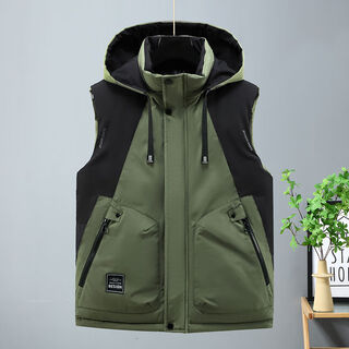Autumn and winter 13 junior high school students down cotton vest 14 boys 15 teenagers 12 years old children's vest vest jacket green removable hood s s60-80jin jin is equal to 0.5 kg