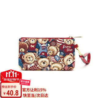 小熊依恋女士手拿包化妆包时尚多功能手机包布艺零钱包钥匙包