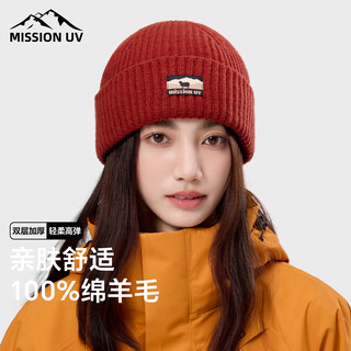 MISSION UV纯羊毛保暖毛线帽秋冬加厚针织帽冷帽冬帽户外护耳防寒帽子女冬季