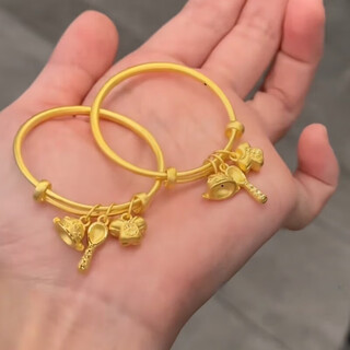 Ningfeng jixiang three treasures baby bracelet 18k gold colorful full moon children's bracelet as gift for 100th anniversary pair