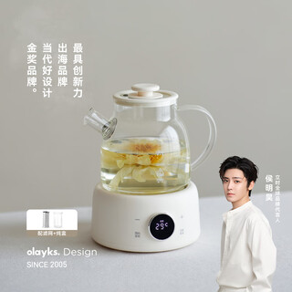 Olayks all-glass health kettle 1l mini constant temperature electric kettle office multi-function teapot flower teapot health kettle glass kettle stew pot all-in-one all-glass kettle body 1l with tea drain + glass stew pot
