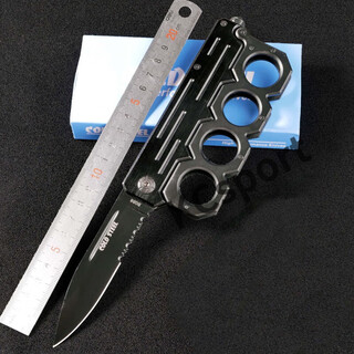 Mi hong finger tiger fist multifunctional folding knife high hardness outdoor self-defense practical gadget car-mounted window breaking tool hammer black