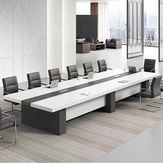 Nordic light luxury conference room office conference long table conference table and chair combination simple training modern negotiation table warm white + iron gray 2.0 meter conference table